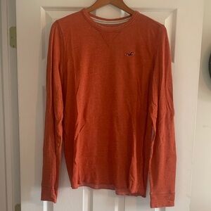 Hollister Men's Vibrant Orange Long Sleeve Tee